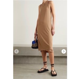 NWT FRANKIE SHOP Dress Layered cotton-blend jersey camel midi